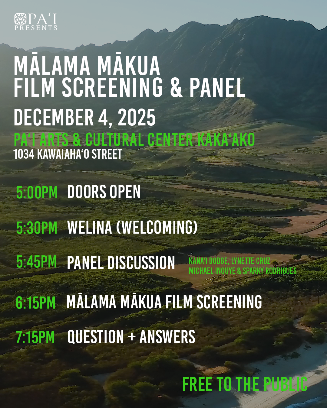 Mālama Mākua; Film Screening & Panel Discussion